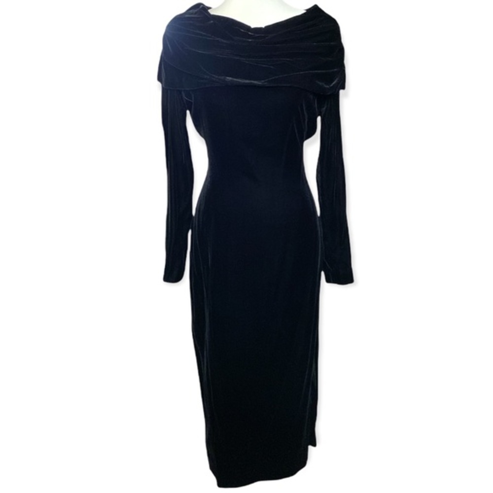 DANA BUCHMAN vintage off shoulder long sleeve tube velvet Maxi dress  Sz 8